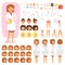 Doctor constructor vector creation of female medical character head and face emotions illustration set of hospital