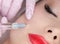 The doctor cosmetologist makes the Rejuvenating facial injections procedure for tightening and smoothing wrinkles on the face skin