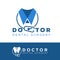 Doctor dental surgery logo, abstract teeth resembling a shirt collar with a stethoscope blend vector