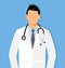 Doctor in a dressing gown with a stethoscope. doctor without a face. vector illustration