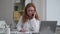 Doctor ehealth service practitioner consults client by phone 