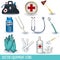 Doctor equipment icons