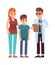 Doctor and family. Mom and son in medical clinic at pediatrician, children health care vector concept