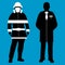 Doctor and Fireman Silhouette icon. Service 911.