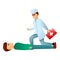 Doctor first medical aid icon, cartoon style