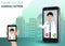 Doctor give advise to patient via online smart phone application.