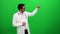 Doctor giving presentation green screen background