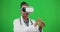 Doctor, green screen or black woman in virtual reality in medical, digital research or online technology. Metaverse, 3d