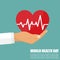 Doctor hand with heart with heartbeat. World Health Day