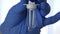 Doctor Hands  with Protection Gloves Check and Set Medical Perfusion Dosing