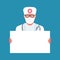 Doctor holding blank board in hands vector