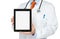 Doctor holding blank digital tablet