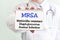 Doctor holding a card with text MRSA, medical concept