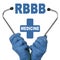 The doctor is holding a stethoscope  in the middle there is a text - RBBB. Right Bundle Branch Block