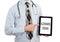 Doctor holding tablet - Alzheimers disease