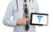 Doctor holding tablet - Caduceus symbol