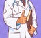 Doctor Holding Thumb Up Closeup Of Medical Male Prectitioner In White Coat Over Comic Pop Art Background