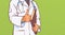 Doctor Holding Thumb Up Closeup Of Medical Male Prectitioner In White Coat Over Comic Pop Art Background With Copy Space