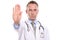 Doctor holding up his hand in a stop gesture