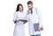 doctor at hospital. doctor hold medical prescription. doctor internist with clipboard isolated on white. prescriber