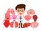 Doctor with human internal organs. Vector