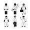 Doctor icon, paramedic stick figure, medical worker pictogram isolated