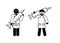 Doctor icon, vaccination illustration, man stands with syringe, stick figure