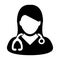 Doctor Icon Vector With Stethoscope for Medical Consultation Physician Profile Symbol Female Avatar in Glyph Pictogram