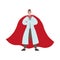 Doctor Infectious Disease Superhero. Infectionist in a white coat and red cloak on a white background. The modern hero. Vector
