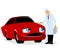 Doctor inspects a car