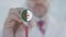 Doctor listening with the stethoscope with flag of Algeria. Algerian healthcare