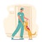 Doctor Male Character Playfully Engages With Guide Dog, Fostering A Strong Bond While Providing Necessary Guidance