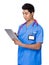 Doctor man use of the tablet pc