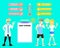 Doctor with man and woman heat stroke health care concept infographic