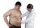 Doctor measuring overweight patient