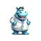 Doctor or Medic hippo hippopotamus mascot with smiley face