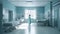 Doctor medical worker stands in the corridor in the hospital medical facility