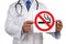 Doctor with no smoking sign