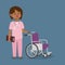 Doctor nurse character vector medical woman staff with disable wheel chair flat design hospital team people doctorate