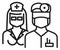 Doctor and nurse linear icon. Medical staff symbol