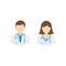 Doctor and Nurse Medicine flat colored iconset. Medical icon collection, vector illustration