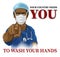 Doctor Nurse Needs You Wash Hands Pointing Poster