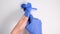 Doctor or nurse putting on blue nitrile surgical gloves, professional medical safety and hygiene for surgery and medical