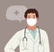 Doctor or Nurse wearing Medical Face Mask. Medical person profession modern vector flat illustration. Doctor and