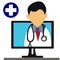 Doctor online computer stethoscope vector graphics