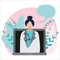 Doctor online on laptop. Online medical consultation concept. Healthcare services. Vector colorful illustration. Flat cartoon