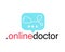 Doctor online logo. Mobile medicine app working round the clock 24 7. Neon doctors mobile app sign with message icon.