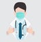 Doctor Opening shirt with Medical mask vector