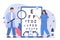 Doctor ophthalmologist check eyesight with eye test chart and eyeglasses