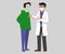 Doctor and Patient character design. Vector illustration of doctor check-up with stethoscope